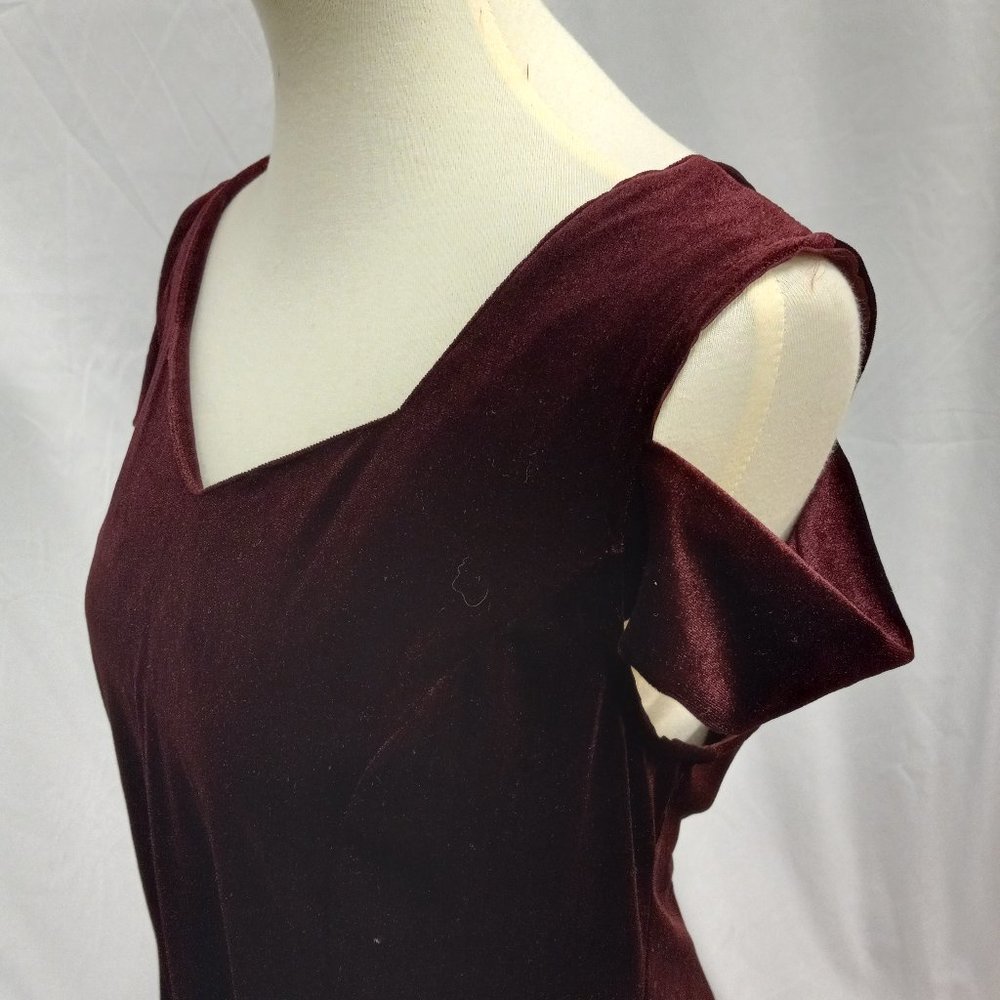 Burgundy Stretch Velvet Short Dress